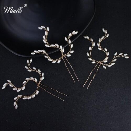 Miallo 9pcs/lot Women Rice Grain Shape Hair sticks Wedding Hairpins for Bride Hair Jewelry Accessories Wedding Stylist