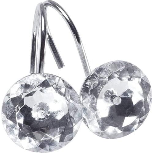 Shower curtain Bling hooks Rings Acrylic Decorative Rhinestones Glass Crystal Rolling Bathroom Bath Set of 12 Rings