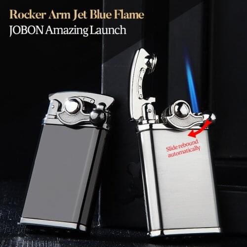 Jobon Luxury Style Jet Blue Flame Refillable Gas Butane Windproof Torch Cigarette Cigar Lighter For Smoking Accessories Tools
