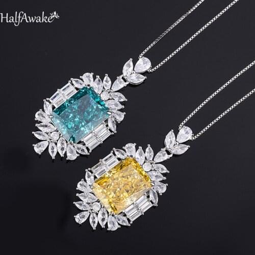 Popular High Carbon Diamond Pendant Necklace Mint Yellow Diamond Pendant European Womens Jewelry Gifts Fashion Charm Gifts