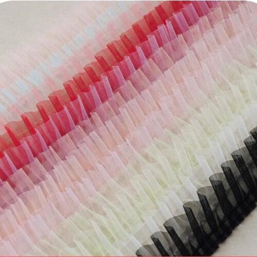10Meters White Black Red Pink Chiffon Pleated Tulle Lace Trim Ribbon Embroidery Wedding Trimming Fabric Sewing Crafts