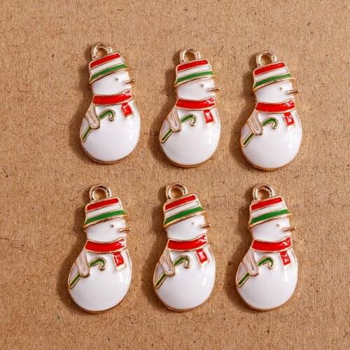 10pcs 10*22mm Cartoon Enamel Snowman Charms for Jewelry Making Drop Earrings Pendants Necklaces Keychain DIY Christmas Crafts
