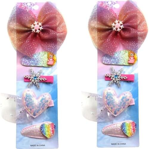 10PCS/SET Cute Flower Elegant Baby Girls Clip Leather Bow Child Tie Knot Creativity Handmade Hairpins Hair Accessories For Kids