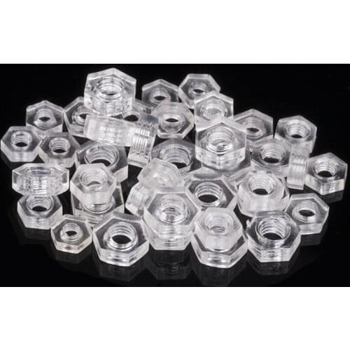 1000PCS/Lot M3 M4 M5 M6 Acrylic Nut Hexagonal Nut Screw Transparent PC Hex Nut Clear Lighting lamp Plactic Polycarbonate Nuts