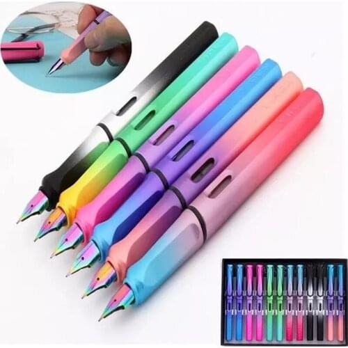 2021 2Pcs/Set Gradient Colour 0.5mm Color Art Pen Point School Student Pen Office Stationery Fountain Pen