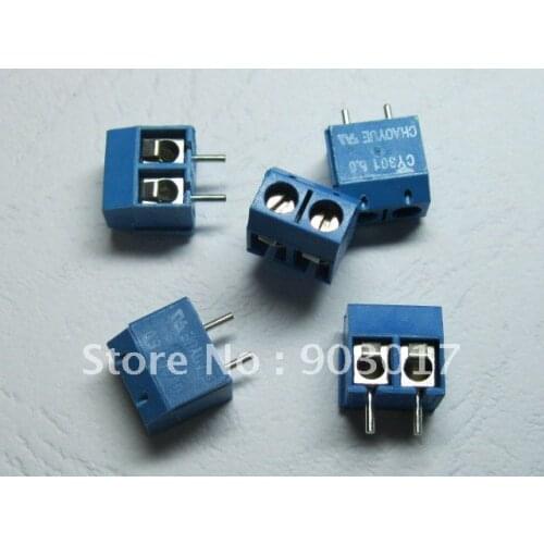 2pin/way 5.0mm Screw Terminal Block Connector Blue 200 pcs per lot hot sale
