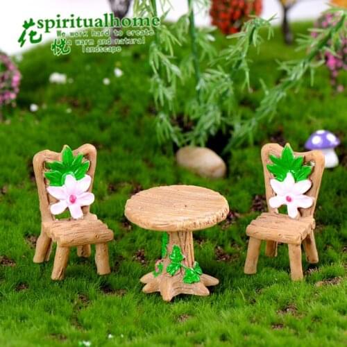 3PCS Micro Landscape Ornament Table Chair Resin Craft Fairy Garden Miniature Terrarium Figurine DIY Waterproof Decoration Kit