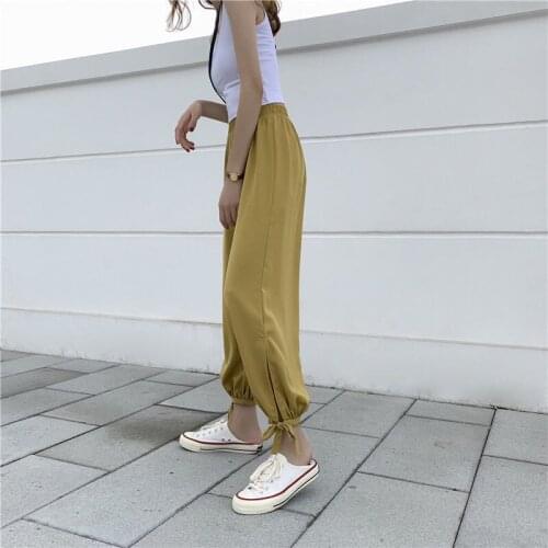 A277-Summer trendy one button skinny pants wide leg pants