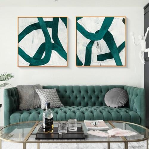 Abstract Dark Green Line Retro Brush Effect Living Room Wall art Print Poster Picture Canvas Painting Home Decoration No Frame