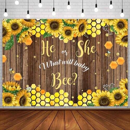 Avezano Baby Shower Backdrops Gender Reveal Boy Or Girl Bee Photography Background Studio Sunflower Plank Photophone Decor Props