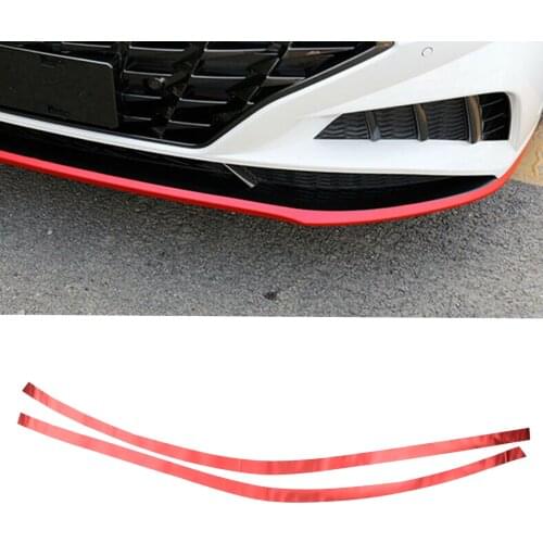 1 Set Car Red Front Bumper Spoiler Lip Skirt Cover Trim Styling Fit For Hyundai Sonata 2020 2021 Plastic