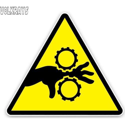 Volkrays Personality Car Sticker Crush Hand Triangle Warning Accessories Reflective Waterproof Sunscreen PVC Decal,13cm*11cm