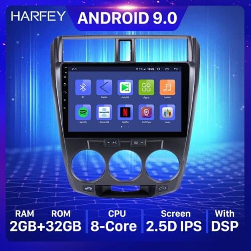 Harfey Car Multimedia for 2006 2007 2008-2013 Honda CITY Android 10.0 API 29 Radio with GPS USB WIFI OBD2 SWC Car Stereo