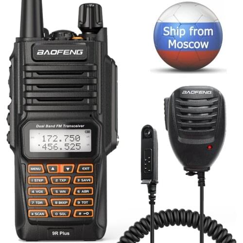 Baofeng UV-9R Plus 10W High Power4800mAh Battery IP68 Waterproof Dual Band Walkie Talkie Two Way Radio + Waterproof Speaker Mic