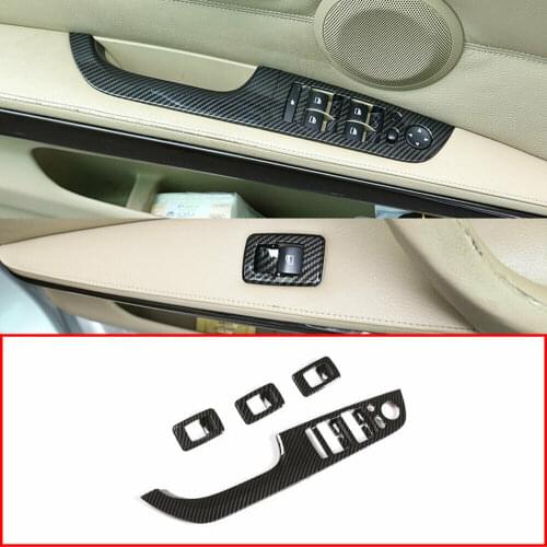Carbon Fiber Style ForBMW 3 Serie E90 Sedan Door Window Switch Button Cover
