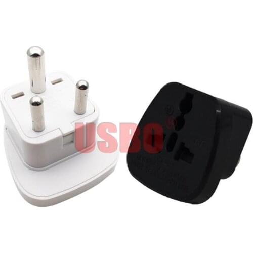 Black white 10A 250V India standard small South Africa travel Sri Lanka Nepal adaptor plug socket convertor with security door