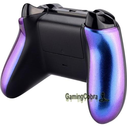EXtremeRate Chameleon Purple Blue Back Panels Side Rails Handles Game Replacement Parts for Xbox One X & S Controller Model 1708
