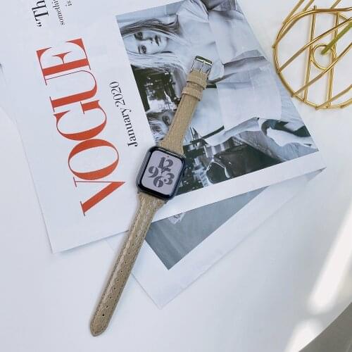 Elegant Leather Loop Strap for Iwatch 38mm 42mm Lady Slim Band for Apple watch Wristband Correa 40mm 44mm Series SE6 5 4 3 2 1