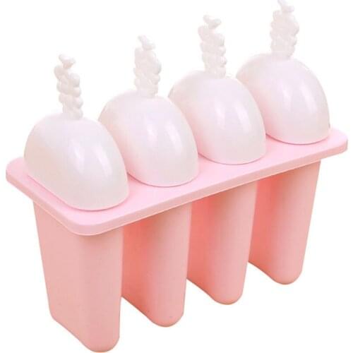Popsicle Mold 4-Cavity DIY Ice Pop Mold Food-Grade PP BPA-free Popsicle Makers for Ice Cream Mold Non-Stick Ice Cube Trays