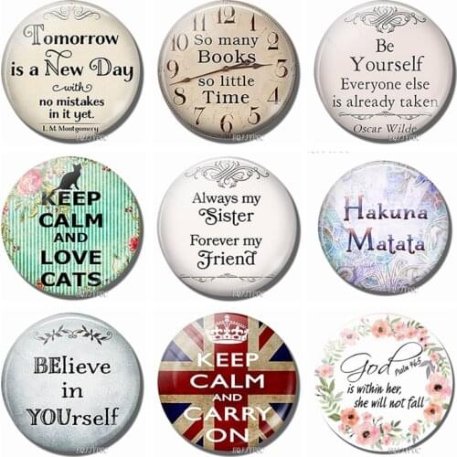 Interesting Letters Fridge Magnet Classic Inspirational Quotes Refrigerator Stickers Decor 3cm Glass Dome Magnetic Message Board