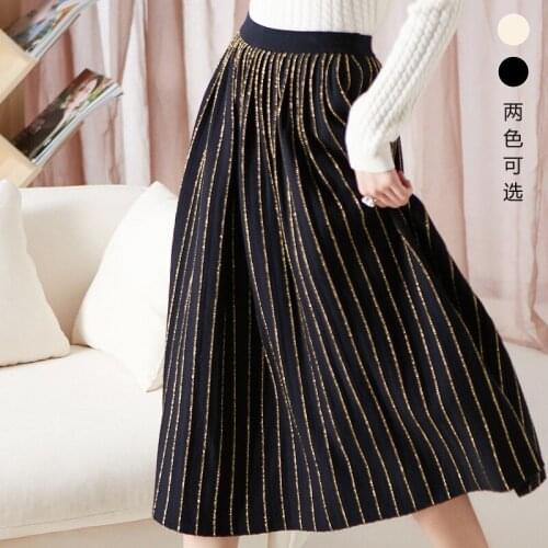 Cashmere skirt wool New skirt knitted skirt half skirt pleated skirt women s winter medium length A line thickening