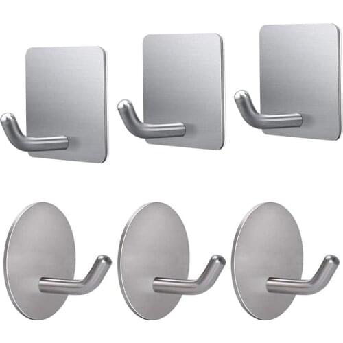 Adhesive Hooks Heavy Duty Wall Hangers Waterproof Stainless Steel Stcik on for Hanging Kitchen Bathroom Home(Round)