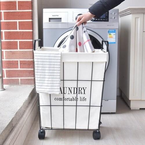 Retro laundry basket dirty clothes storage basket iron cotton linen fabric storage basket dirty clothes basket