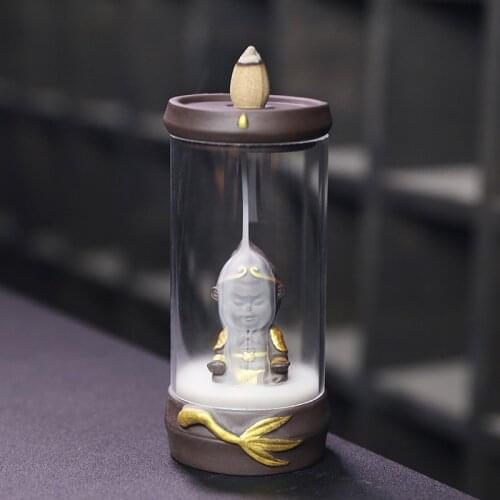 Creative Gift Purple Clay HandiworkThe Monkey King Home Decorate Backflow Incense Burner Purple Clay Incense Holder Desk Decor