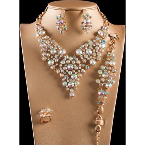 LAN PALACE nigerian jewelry set for women bridal jewelry sets austrian crystal earrings necklace ring bracelet free shipping