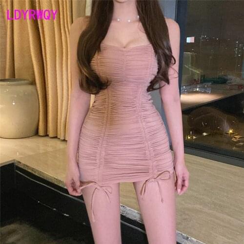 LDYRWQY 2021 New Japanese and Korean Slim Sleeveless Pleated Drawstring Sexy Belly Covered One-Piece Bikini Swimsuit