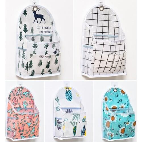 Fashion Bedside Canvas Wall Hanging Storage Bag Home Dorm Room Bedroom Book Magazine Sundries Walls Storages Organizer