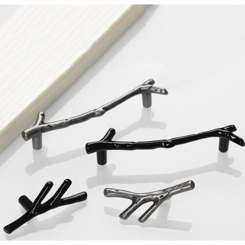 Fashion Tree Branch Furniture Handle 96mm 128mm Black Silver Bronze Kitchen Cabinet Handles Drawer Knobs Door Pulls Hardware
