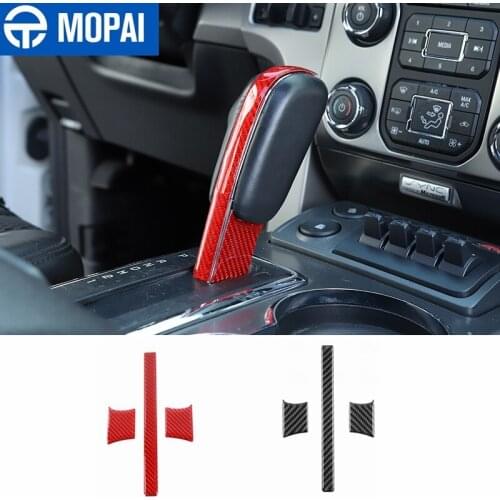 MOPAI Soft Carbon Fiber Car Gear Shift Lever Knob Decoration Cover Stickers for Ford F150 Raptor 2009-2014 Interior Accessories