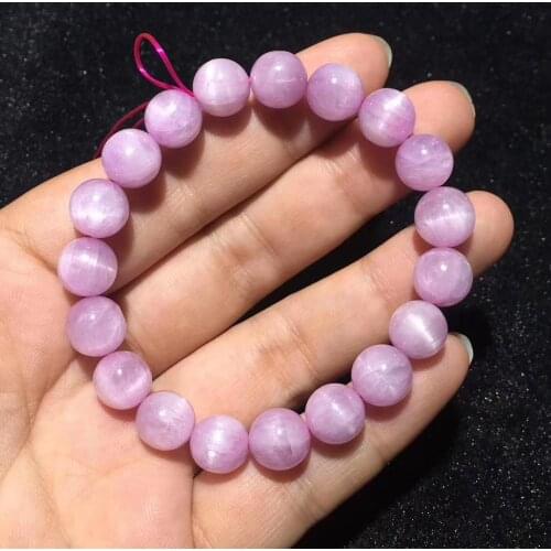 Top Quality Natural Purple Kunzite Round Beads Cat Eye Bracelet Women Men Bracelet Jewelry 7mm 8mm 9mm 10mm 11mm 12mm AAAAAA