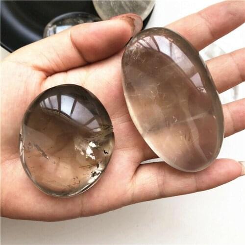 Natural oval smoky quartz crystal palm stone for healing reiki wholesale