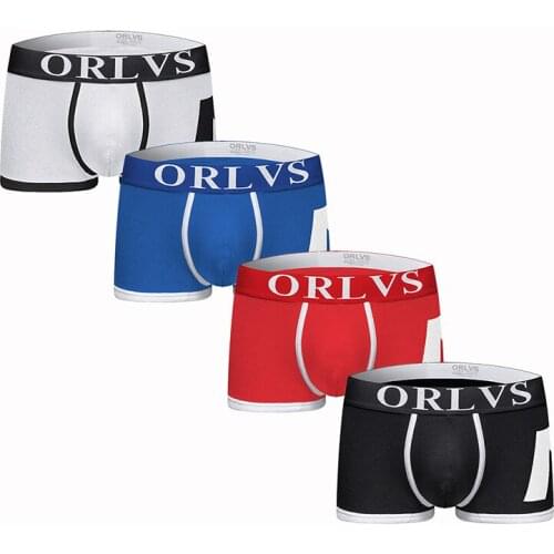 ORLVS Brand Men Underwear Boxers Cotton Male Panties Sexy Gay penis pouch Cotton Underpants Men Boxers Slip shorts Men