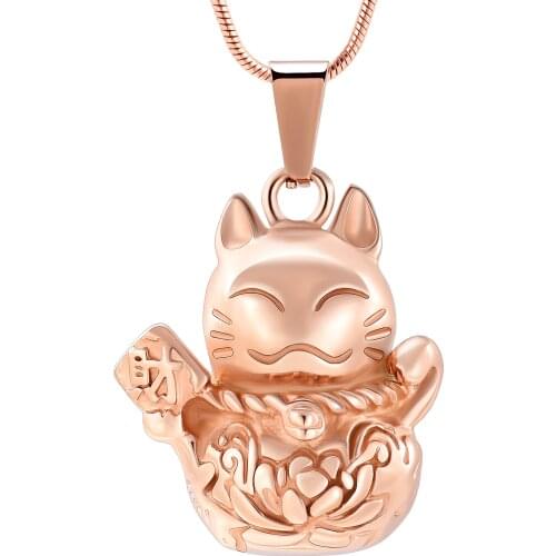 IJD10061 New Arrivals Lucky Cat Stainless Steel Cremation Ashes Pendant For Pets Human Commemorative Necklaces Jewelry