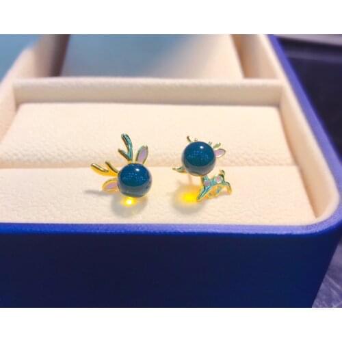 Bijou biżuteria biżuteria damska orecchini Mexican gold blue amber fawn earrings Really natural s925 sterling silver jewelry