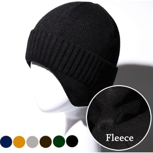 Men Women Knit Plus Velvet Woolen Hat Winter Outdoor Riding Hiking Ski Ear Protection Warm Knitted Hat High Elastic Fleece Cap