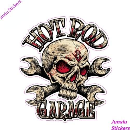 Hotrod Garage Skull Funny Car Stickers Creative Decals for SUV Bumper Window Motorcycle Fine Decal Accessories PVC13x11cm