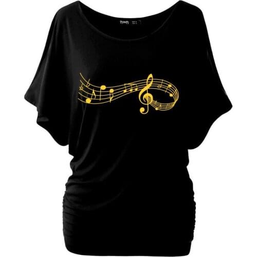 Music Songs Sound Notes Melody T Shirt Women Shirts Summer Tops Musical Graphic Tees Batwing Sleeve T-shirt Plus Size