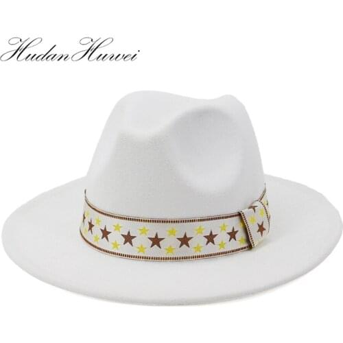 Women Men Solid 19 Colors British Classic Woolen Jazz Fedora Hat with Wide Brim Black Lime Green Pink Khaki Church Top Caps