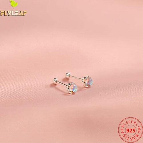 925 Sterling Silver Bolt Moonstone Stud Earrings For Women Simple Female Personality Fine Jewelry Summer New Arrival