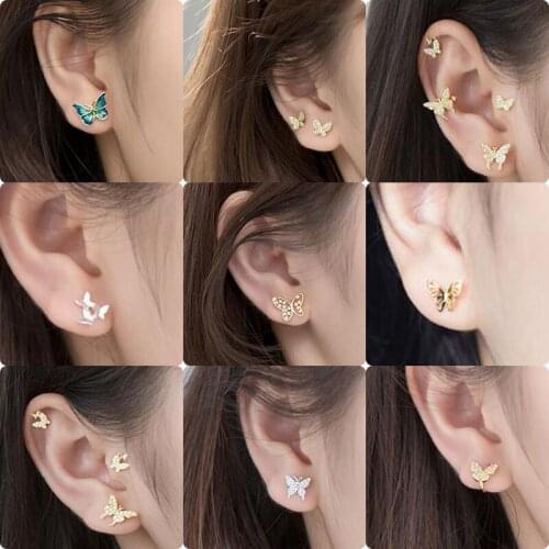 Fashion Elegance Butterfly Stud Earrings for Women Exquisite 925 Sterling Silver Jewelry Weddings Birthday Wear Ear Accessories