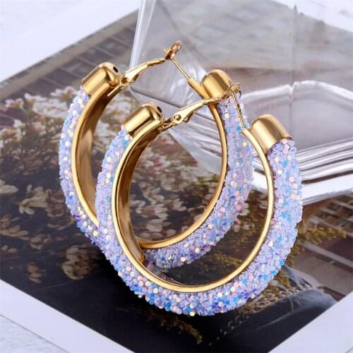 FNIO Vintage Korean Big Earrings for Women Female Fashion Gold Sequin Drop Dangle Earring Geometric Hoop earings Jewelry 2019