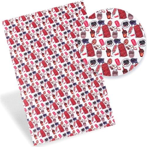 JOJO BOWS 22*30cm 1pc Faux Leather Sheets Cartoon Ice Cream Cola Printed Synthetic Leather Fabric Handmade Crafts DIY Hair Bows
