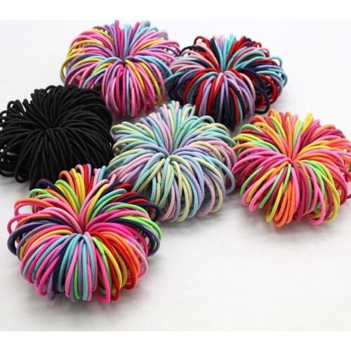 100 Pcs Girls Hair Rings Fluorescent Color Hair Accessories Ponytail Rubber Hair Rope High Elastic Hair Rope Head Rope for Girls