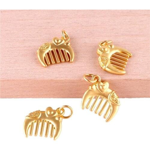 12pcs 23390 Gold Color Chinese Comb Good Luck Charms Pendant For Jewelry Making Bracelet Handmade Accessories