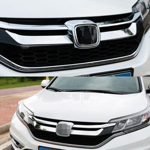 2Pcs Stainless Steel Car Front Grill Grille Decoration Trim Sequins Strip Auto Styling Sticker For Honda CRV 2015 2016