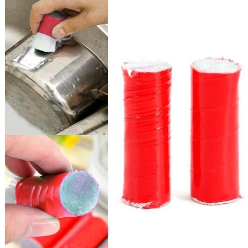 2Pcs Kitchen Mini Cleaning Tool Pots Pans Stain rust Remover Stick Stainless Steel Metal Brush Cleaner